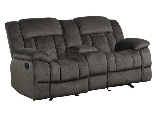 Homelegance - Laurelton Chocolate Double Glider Reclining Love Seat W- Cntr Console - 9636-2
