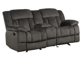 Laurelton Chocolate Double Glider Reclining Love Seat WCntr Console 9636-2 | Homelegance