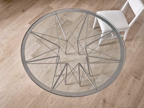 Axel Round Dining Table Stainless Steel Base with Glass Top – Universal