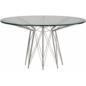 Axel Round Dining Table Stainless Steel Base with Glass Top – Universal