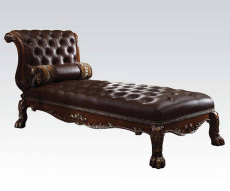 Acme Furniture - Dresden Tufted Chaise in Cherry Oak - 96487