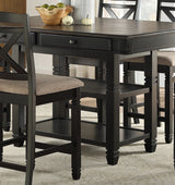 Transitional Style Counter Height Dining Set 5pc Table w Display Shelves Drawers and 4x Counter Height Chairs Black Finish Funiture - Home Elegance USA