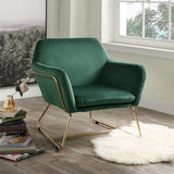 Keira Green Velvet Accent Chair with Metal Base - Home Elegance USA