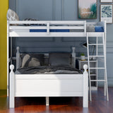 Twin over Full Loft Bed with Cabinet, White - Home Elegance USA