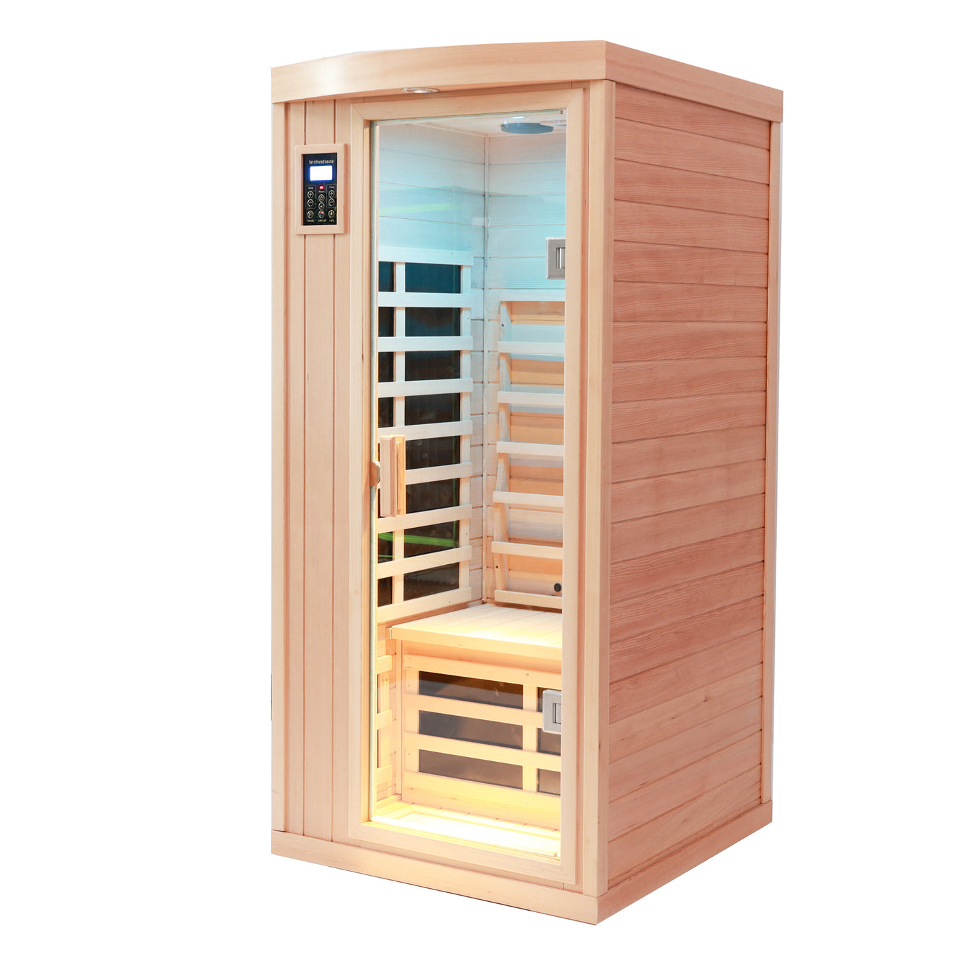 One-person hemlock sauna room Far infrared plus ceramic tube heating Indoor sauna room for one person