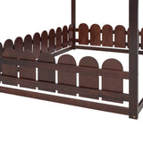 （Slats are not included) Full Size Wood Bed House Bed Frame with Fence, for Kids, Teens, Girls, Boys (Espresso )（OLD SKU:WF281294AAP）