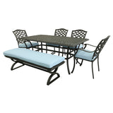 Rectangular 6 - Person 68" Long Aluminum Dining Set with Cushions, Blue