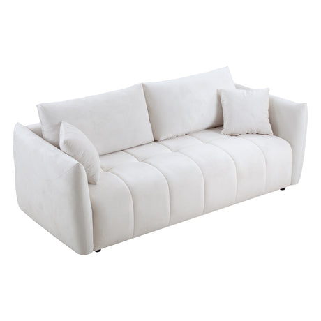 85'' Modern Fabric Sectional Couch Sofa 3 Seater Sofa with 3 Pillows for Living Room, bedroom, livingroom Beige - W876S00039 - image - 7