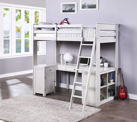ACME Ambar Loft Bed w/Chest, Desk & Bookcase, Light Gray 38065 - Home Elegance USA