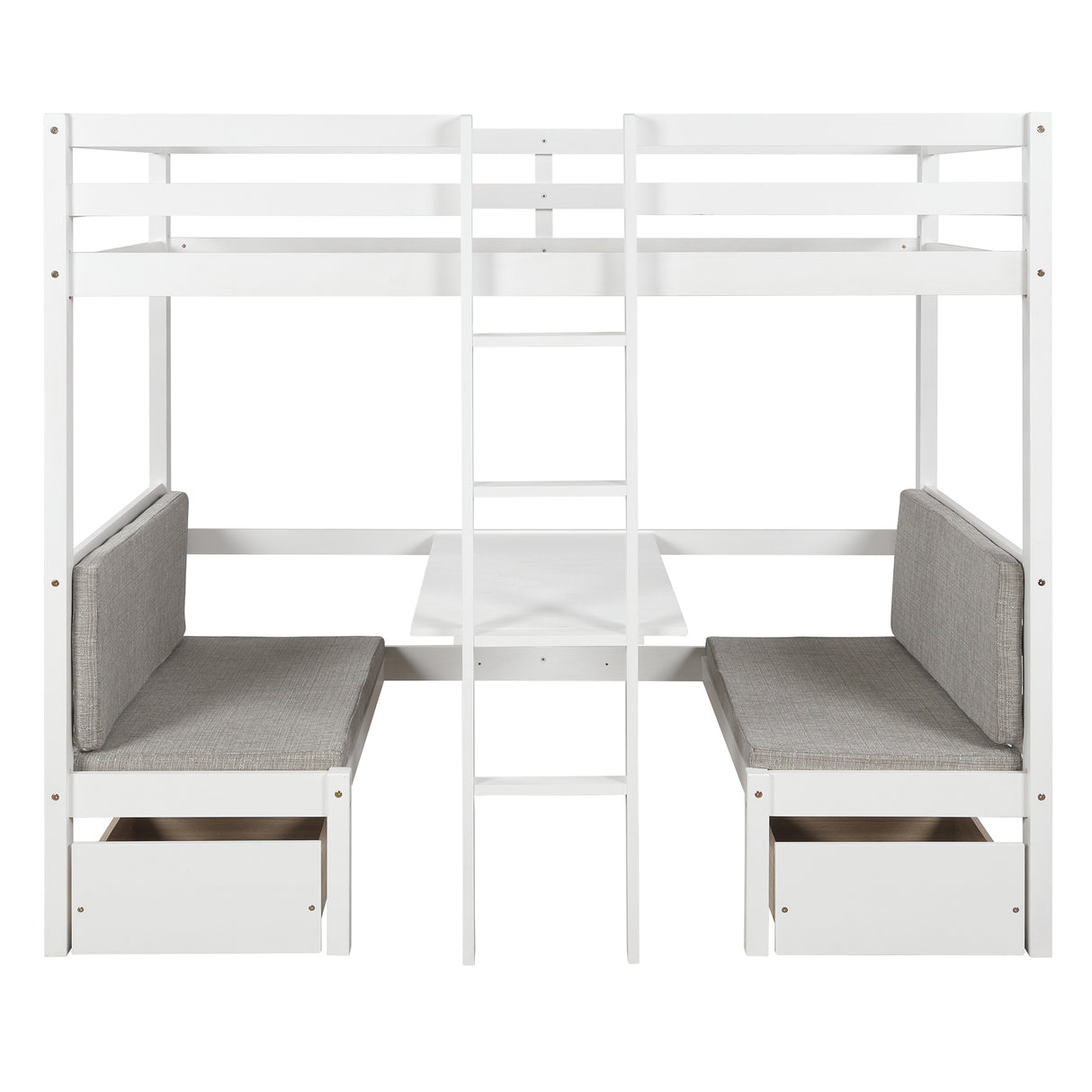 Functional Loft Bed (turn into upper bed and down desk，cushion sets are free),Twin Size,White - Home Elegance USA