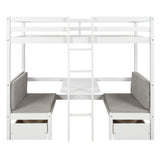 Functional Loft Bed (turn into upper bed and down desk，cushion sets are free),Twin Size,White - Home Elegance USA