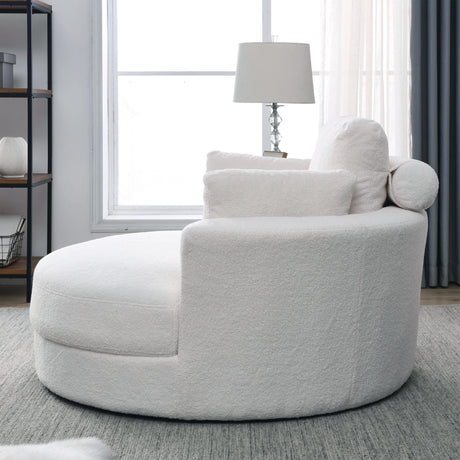 [Video] Welike Swivel Accent Barrel Modern Sofa Lounge Club Big Round Chair with Storage Ottoman Linen Fabric for Living Room Hotel with Pillows. *2PCS Home Elegance USA