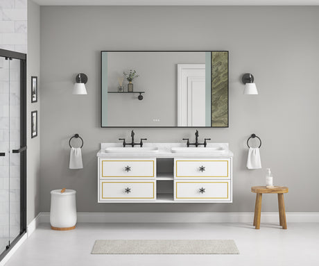 Wall Hung Doulble Sink Bath Vanity Cabinet Only in  Bathroom Vanities without Tops