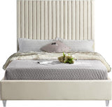 Meridian Furniture - Candace Velvet Queen Bed In Cream - Candacecream-Q