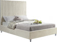 Candace Velvet Queen Bed In Cream - Candacecream-Q | Meridian