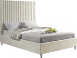 Meridian Furniture - Candace Velvet Queen Bed In Cream - Candacecream-Q