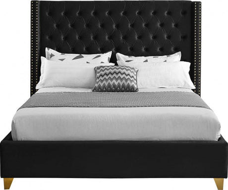 Meridian Furniture - Barolo Velvet King Bed In Black - Baroloblack-K