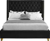 Meridian Furniture - Barolo Velvet Queen Bed In Black - Baroloblack-Q