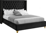 Meridian Furniture - Barolo Velvet Queen Bed In Black - Baroloblack-Q