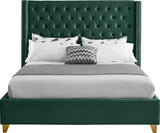 Meridian Furniture - Barolo Velvet King Bed In Green - Barologreen-K