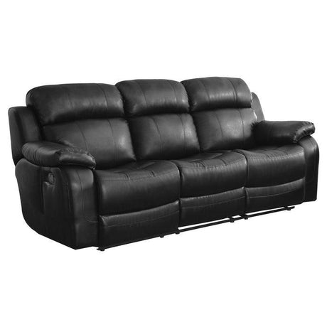 Homelegance - Marille Black Double Reclining Sofa W- Cntr Drop-Down Cup-Hldr - 9724Blk-3