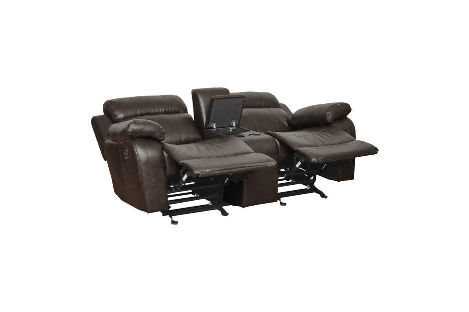Homelegance - Marille Dark Brown Double Glider Reclining Love Seat W- Cntr Console - 9724Brw-2