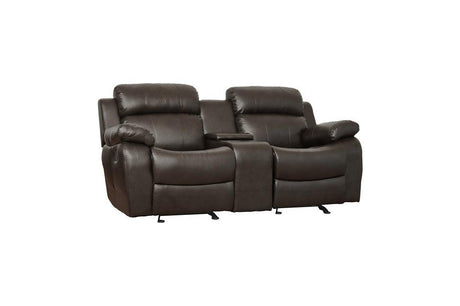 Homelegance - Marille Dark Brown Double Glider Reclining Love Seat W- Cntr Console - 9724Brw-2