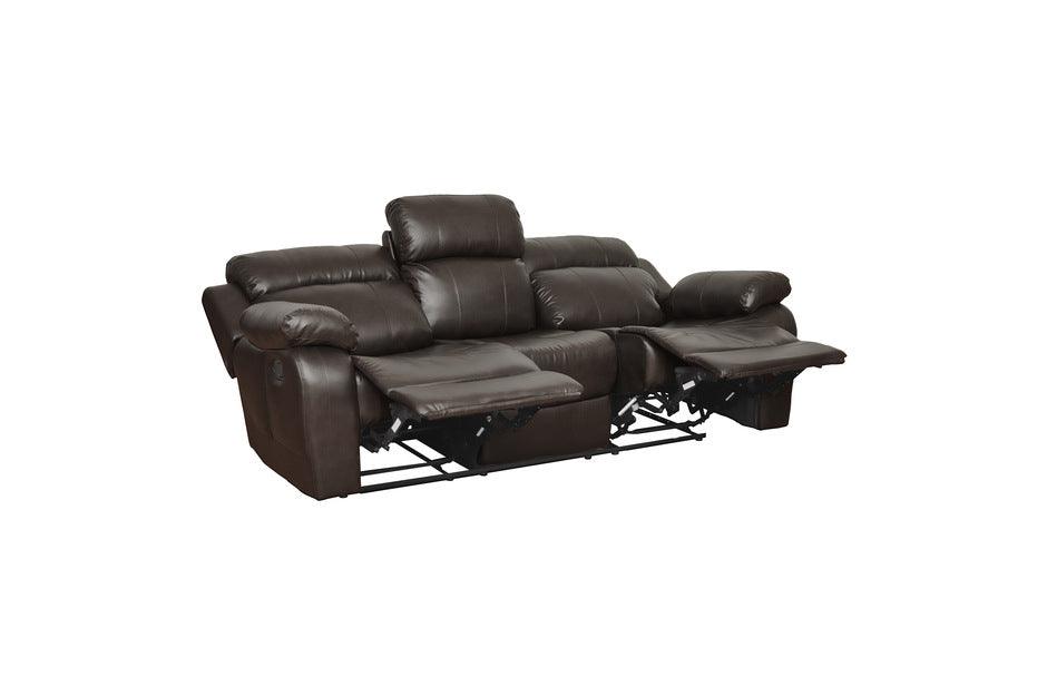 Homelegance - Marille Dark Brown Double Reclining Sofa W- Cntr Drop-Down Cup-Hldr - 9724Brw-3
