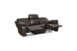 Homelegance - Marille Dark Brown Double Reclining Sofa W- Cntr Drop-Down Cup-Hldr - 9724Brw-3
