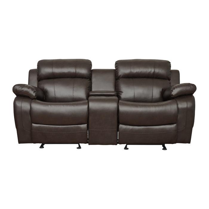 Homelegance - Marille Dark Brown Double Glider Reclining Love Seat W- Cntr Console - 9724Brw-2