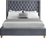 Meridian Furniture - Barolo Velvet King Bed In Grey - Barologrey-K