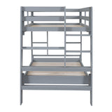 Twin over Twin Bunk Bed with Shelves and Built-in Ladder,  Gray (Expected Arrival Time:8.10) - Home Elegance USA