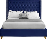 Meridian Furniture - Barolo Velvet King Bed In Navy - Barolonavy-K