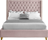 Meridian Furniture - Barolo Velvet King Bed In Pink - Barolopink-K