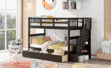 Stairway Twin-Over-Twin Bunk Bed with Three Drawers for Bedroom, Dorm - Espresso(Old sku: LP000309AAP) - Home Elegance USA