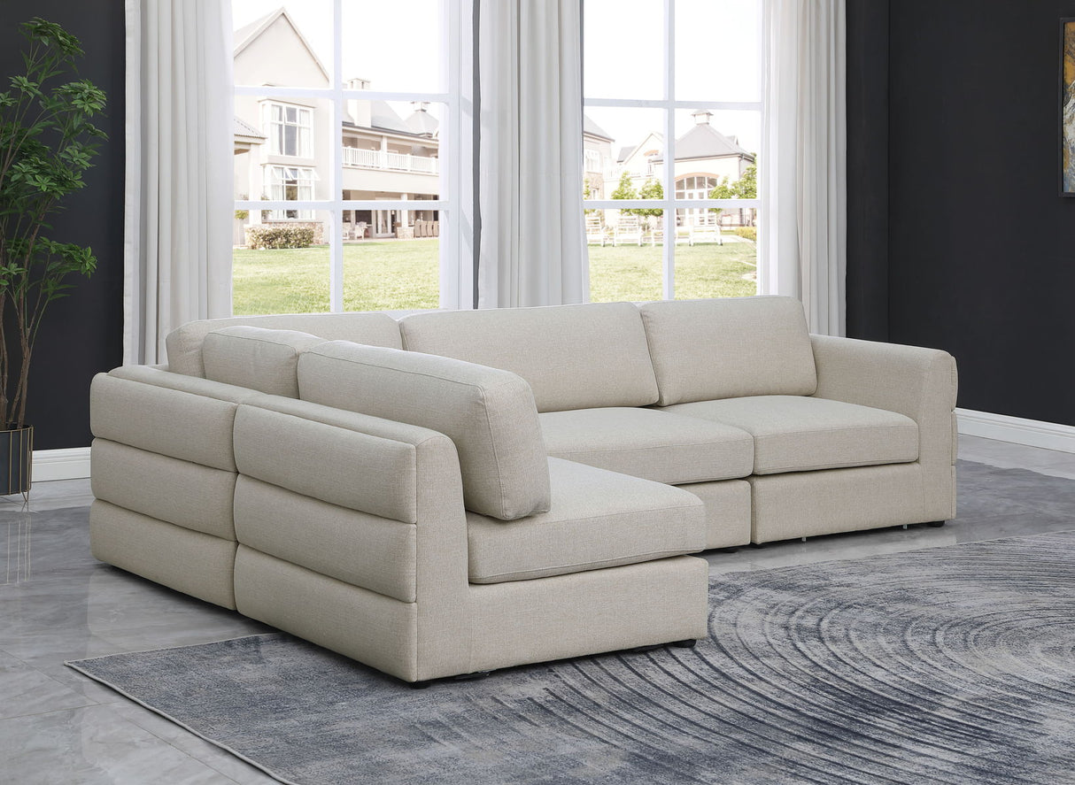 Beckham - Modular Sectional 4 Piece - Beige - Fabric - Home Elegance USA