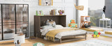 Queen Size Murphy Bed with Built-In Charging Station, Antique Grey(Expected Arrival Time: 8.9) - Home Elegance USA
