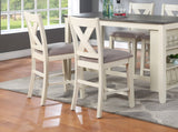 Modern Contemporary 5pc Counter Height High Dining Table w Storage Shelves 4x High Chairs Wooden Kitchen Breakfast Table Dining Room Furniture - Home Elegance USA