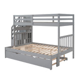 Twin over Twin/Full Bunk Bed with Twin Size Trundle (Gray)(OLD SKU :LP000025AAE) - Home Elegance USA