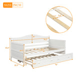 Twin Wooden Daybed with Trundle Bed, Sofa Bed for Bedroom Living Room,White - Home Elegance USA