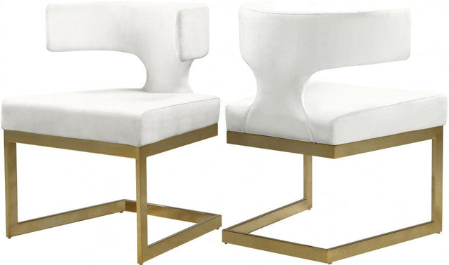 Alexandra Velvet Dining Chair Set Of 2 In Cream - 953Cream - C | Meridian | Home Elegance USA