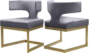 Alexandra Velvet Dining Chair Set Of 2 In Grey - 953Grey-C | Meridian