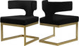 Alexandra Velvet Dining Chair Set Of 2 In Black - 953Black-C | Meridian