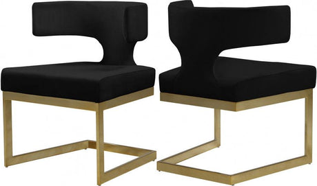 Alexandra Velvet Dining Chair Set Of 2 In Black - 953Black - C | Meridian | Home Elegance USA