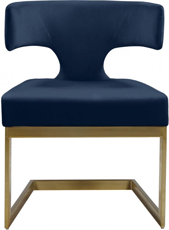 Alexandra Velvet Dining Chair Set Of 2 In Navy - 953Navy - C | Meridian | Home Elegance USA