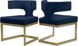 Alexandra Velvet Dining Chair Set Of 2 In Navy - 953Navy - C | Meridian | Home Elegance USA