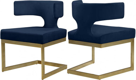 Alexandra Velvet Dining Chair Set Of 2 In Navy - 953Navy - C | Meridian | Home Elegance USA