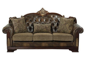 Croydon Sofa in Brown Faux Leather and Microfiber 9815-3 | Homelegance - sold by Home Elegance USA