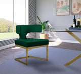 Alexandra Velvet Dining Chair Set Of 2 In Green - 953Green - C | Meridian | Home Elegance USA