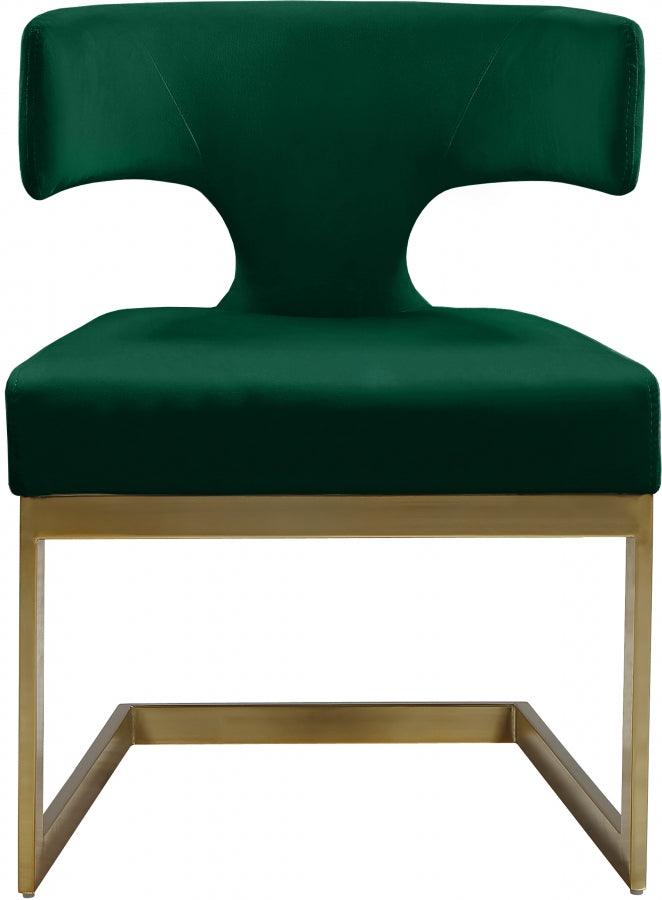 Alexandra Velvet Dining Chair Set Of 2 In Green - 953Green - C | Meridian | Home Elegance USA